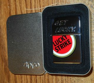 1997 Zippo Lucky Strike Get Lucky Full Size Advertising Lighter/nib/rare