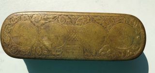Antique Dutch Engraved Brass Tobacco Box - 18th Century - 6 - 1/2 " Length
