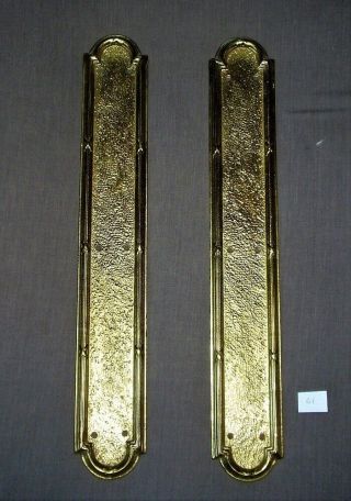 Antique Large Heavy Solid Cast Brass Victorian Push Plates For Swinging Door