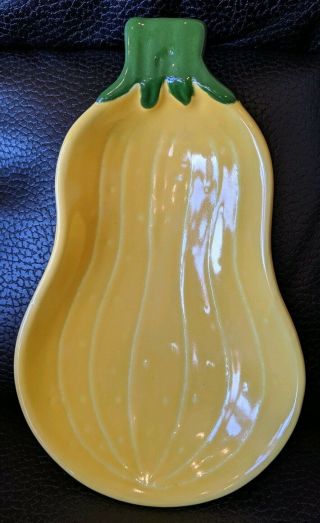 Vintage 1984 Avon Squash Dish Vegetable Plate Relish Yellow Spoon Rest No Chips