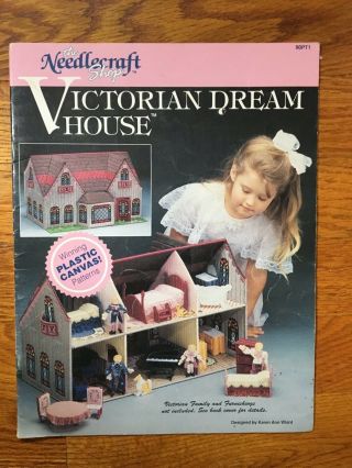 Victorian Dream House Plastic Canvas Patterns Needlecraft Shop 90pt1 Leaflet Vtg