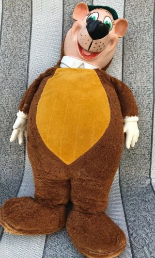 25” Vintage Rubber Face Yogi Bear Plush ‘59 Knickerbocker Toy Doll Hanna - Barbera