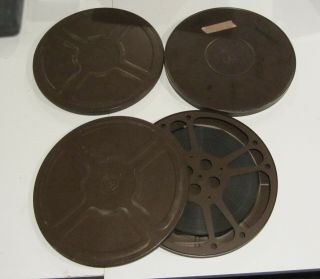 3 Vintage Gb Goldberg Bros.  16mm Film Movie Reels W/ Cans - 1600ft.  Denver Co.