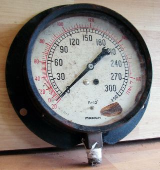 Vintage Marsh Instrument Co.  Steampunk Van Pressure Temperature Gage Gauge