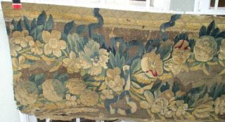 A Large 18th Century Tapestry Fragment with Garlands of Flowers 2