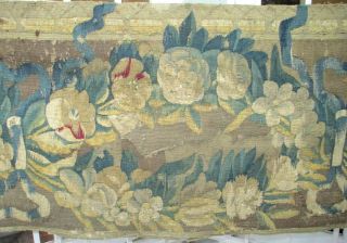 A Large 18th Century Tapestry Fragment with Garlands of Flowers 3
