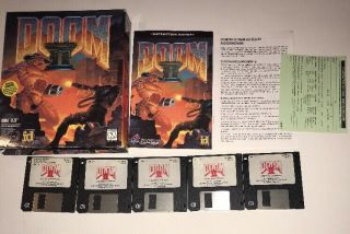 Vintage Doom 2 Pc Big Box Game 3.  5 " Floppy Disks 1 - 5 Ibm Pc 1994 Doom Ii