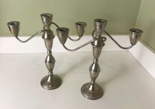 2 Sterling Silver Candelabra Duchin Creation Candle Stick Holders - 3 Light