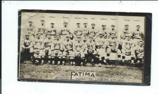 Fatima Cigarettes Trading Card Boston Americans 1913 Baseball Team