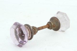 Antique Clear & Purple Amethyst 8 Point Octagon Glass Door Knob Set