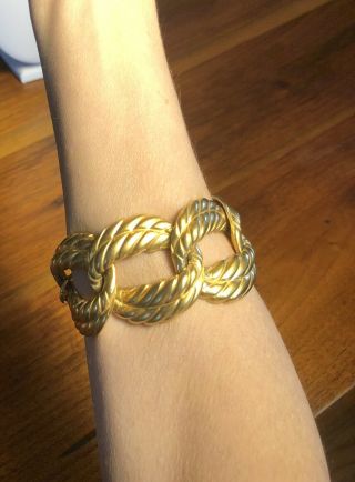Vtg Anne Klein Chunky Rope Link 7 " Bracelet Gold Tone Toggle Closure Lion Logo