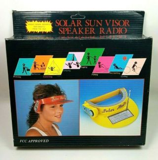Vintage 1980s Solar Powered Sun Visor Hat Fm Radio - Nos 100