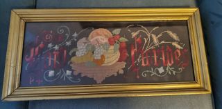 Antique Framed Paper Punch Victorian Motto Sampler The Lord Provides