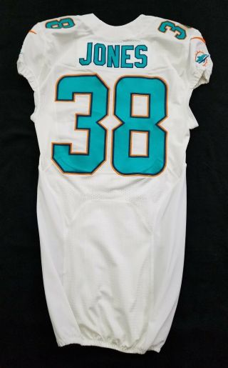 38 Don Jones Of Miami Dolphins Nfl Locker Room Game Issued Jersey W\50th Patch