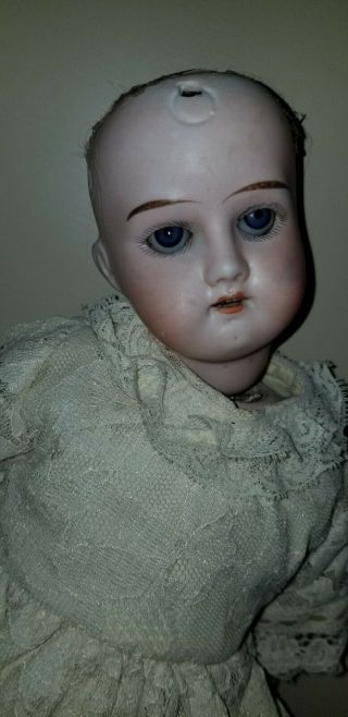 Antique German Bisque Head Doll 12/0 Antique Kid Body Approx.  14 3/4 "