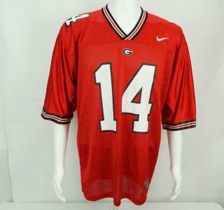 Vintage Nike Team University Of Georgia Bulldogs Football Adult Jersey 14 Red M