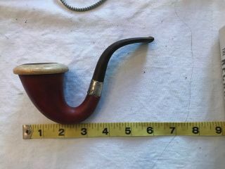 Antique Calabash Pipe With Silver Band And Meerschaum Bowl