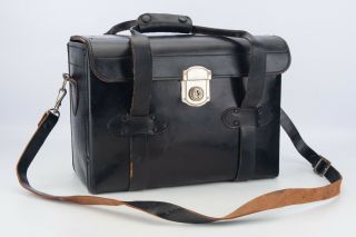 Vintage Hinomoto No 51 Black Leather Hard Photo Camera Bag Case V18