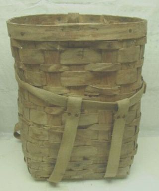 ANTIQUE 1800 ' S TRAPPER ' S & HIKING BASKET,  ADIRONDACK,  N.  Y.  STYLE; 3