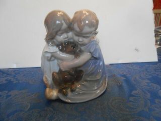 Royal Copenhagen 707 Vintage Figure Girl & Boy With Puppy 1st Quality Look Wow