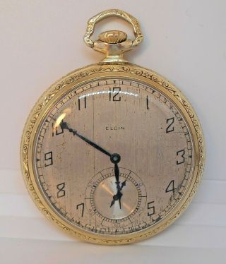 Antique Elgin Pocket Watch Size 12 Engraved Gold Filled 15j Open Mdl3 Cl114 G315