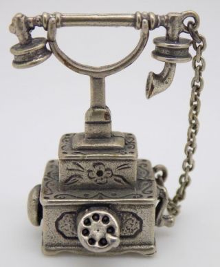 Vintage Solid Silver Italian Made Large Telephone Miniature Hallmarked Figurine
