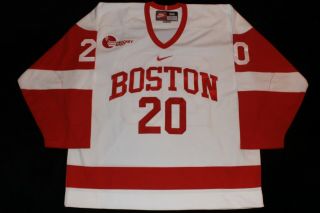 Bu Boston Terriers 20 Home Gi Game Worn/used Hockey Jersey Sanders