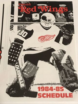 Greg Stefan - - 1984 - 85 Detroit Red Wings Pocket Schedule - - Little Caesars Pizza