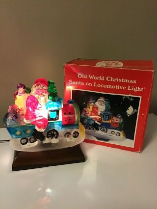 Rare Vintage Old World Santa Locomotive Train Christmas Light 1989 Decoration