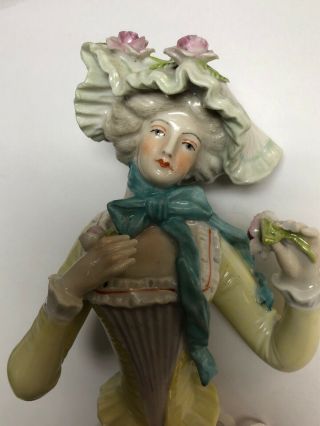 5” Antique German Porcelain Half 1/2 Doll Gray Hair Victorian Bodice Bonnet SE 2