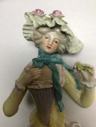 5” Antique German Porcelain Half 1/2 Doll Gray Hair Victorian Bodice Bonnet SE 3