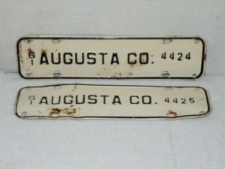 Sequential 1961 Augusta County Co Virginia License Plate Tag Topper Va