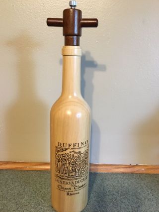 Vintage Ruffino Riserva Ducale Chianti Classico Wine Bottle Pepper Grinder Wood