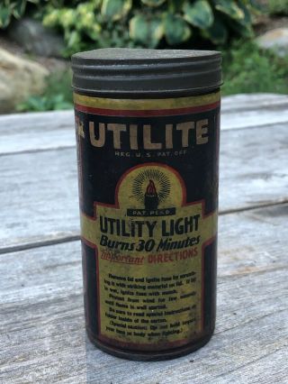 Very Rare Vintage Antique Utilite Tin - Contents Inside Petroliana A1
