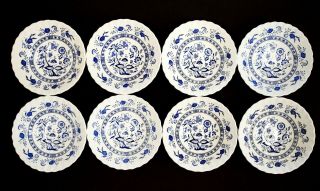 (8) Vintage J G Meakin Classic Blue Nordic England Cereal Bowls Ironstone 6 1/2 "