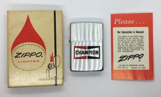 Zippo 1976 Champion Logo Lighter With Box