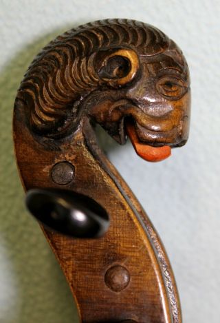 Fine Mystery 100,  Years Old Antique Germany Lion Head Violin 旧小提琴