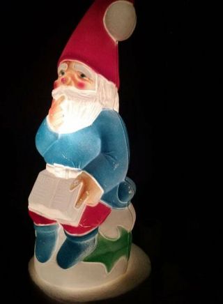 Vintage 1978 Blow Molded Plastic Lighted Santa Gift List Elf 12 " Tall Look