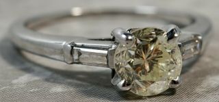 Antique 1920 ' s 14K White Gold Old Mine Cut 1.  00ctw Diamond Engagement Ring 2