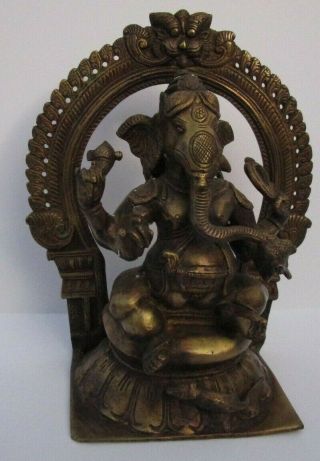 Antique Brass Metal Sculpture Icon Vintage Hindu 9 " Vintage Idol God Ganesh