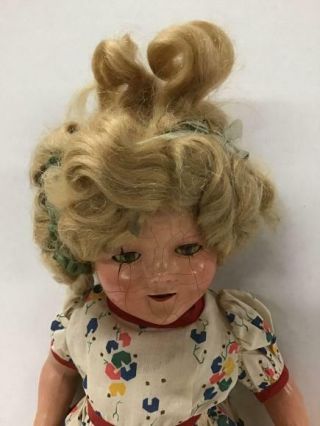 15 " Antique C1934 Composition Ideal Shirley Temple Doll W/original Wig