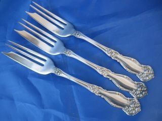 3 Vintage Pastry Pie Forks 1908 Arbutus Pattern,  Wm Rogers & Son Aa Silverplate