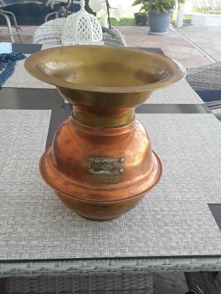 Vintage Brass Spittoon From Goldfield Hotel In Nevada Large Weighted Heavy