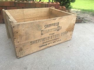 Vintage Wooden Crate Sheffield Steel Kansas City Missouri Advertising Wood Box