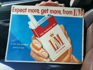 L&m Cigarette Embossed Advertising Metal Sign 18 " X 24 " Tobacco Vintage