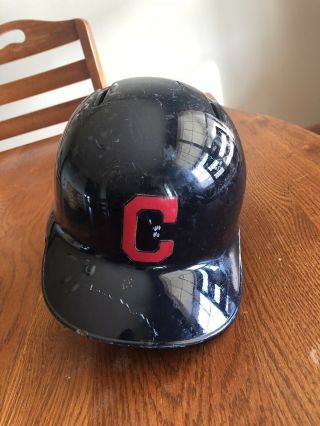 Jose Ramirez Game Batting Helmet,  2017 Postseason,  Cleveland Indians