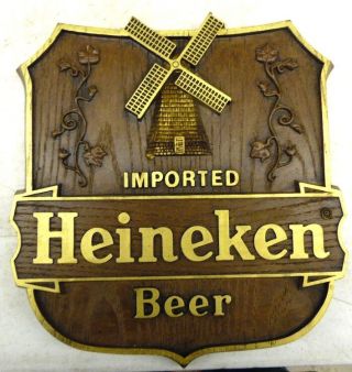 1982 Vintage Imported Heineken Beer Advertising Sign Embossed