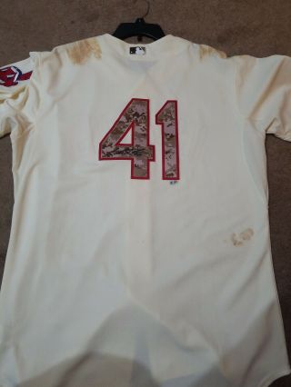 Carlos Santana Game Autographed Home Run Jersey Indians Signed Dirty