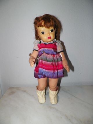 VINTAGE TERRI LEE DOLL MARY JANE TAGGED CLOTHES RED PIGTAILS 16 1/2 