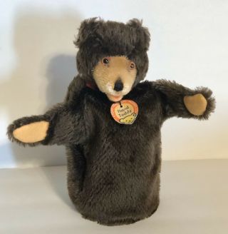 Vintage Steiff Teddy Bear Mohair Puppet With Button And Name Tag